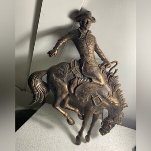 Large  Coppercraft cowboy on a bucking horse